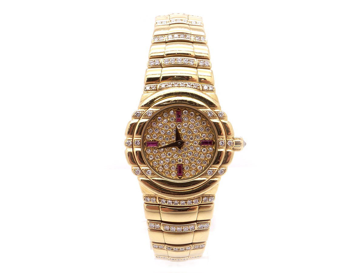 Piaget Tanagra 18k Yellow Gold Diamond Ruby Dress Watch