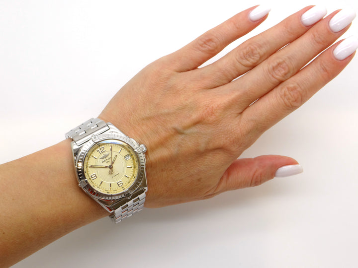 BREITLING ステンレススチール リンクブレスレットAB0138 Breitling Wings Automatic 38mm Stainless Steel Beige Dial Date