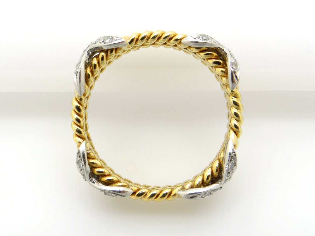 Tiffany Co Schlumberger 18k Plat Three Row X Diamond Ring Sz 6