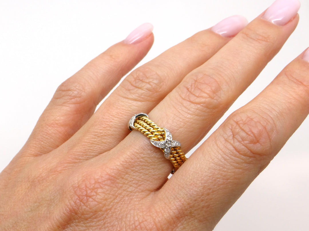 Tiffany Co Schlumberger 18k Plat Three Row X Diamond Ring Sz 6