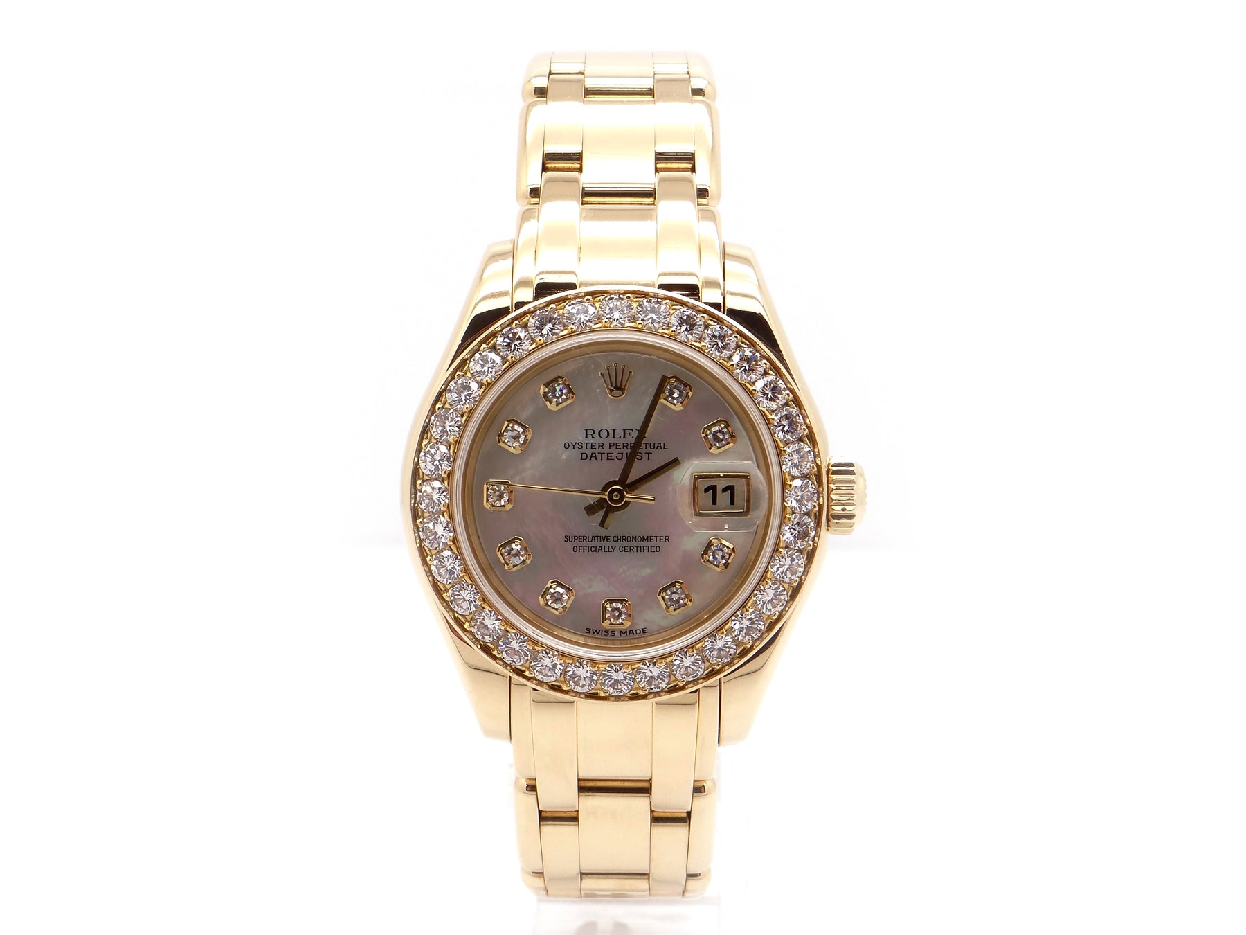 Rolex Datejust 79173 Diamond Silver Dial Steel 18K Yellow Gold 2003 Ladies Watch